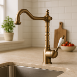 DEMM Nostalgic robinet de bucătărie cu duză pivotantă Bronz clasic 1208947363